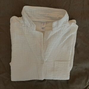 Stars Above White Cotton Gauze Top sz L